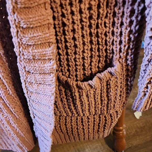 moon & madison Textured Knit Cardigan - Mauve With Pockets! - Picture 4 of 8